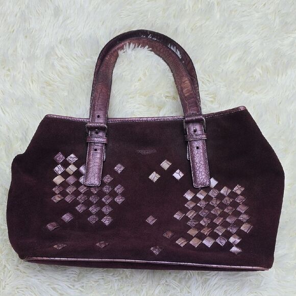TOSCA BLU Vintage Burgundy Shoulder Bag with Woven Pattern - Picture 1 of 11